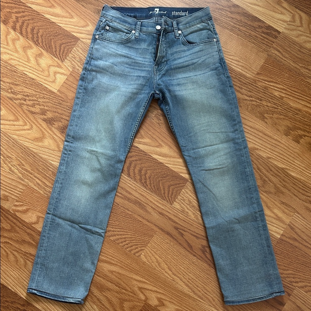 7 For All Mankind Men's Light Blue Straight Jeans